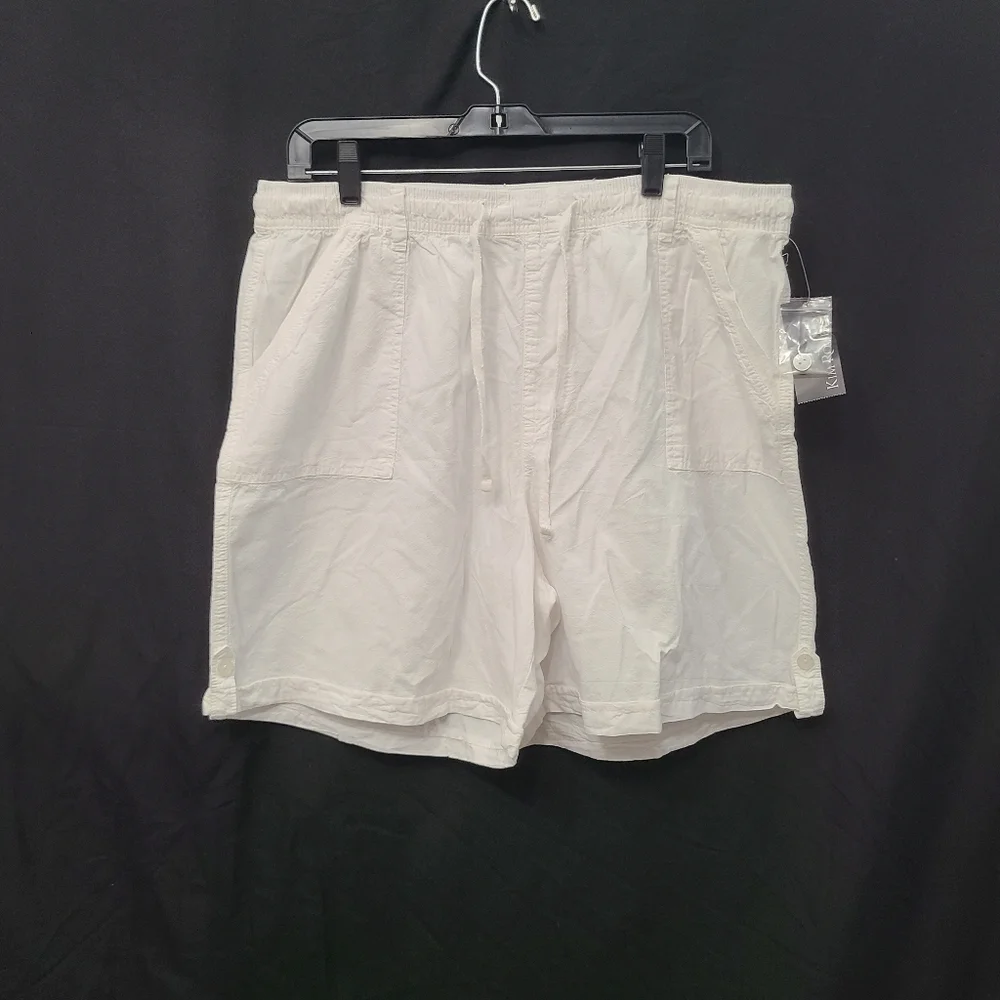 NWT Kim Rogers White 100% Cotton Womens Large Pull On Drawstring Short
